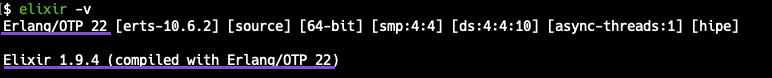 command elixir -v return