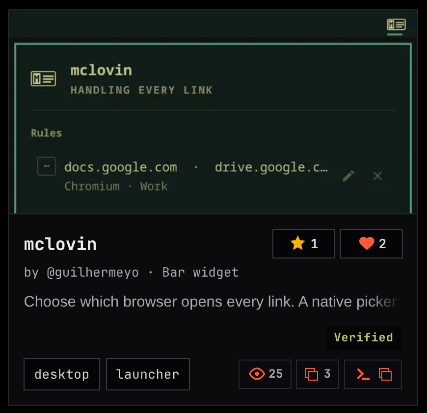 The mclovin card in the directory, with the verified badge