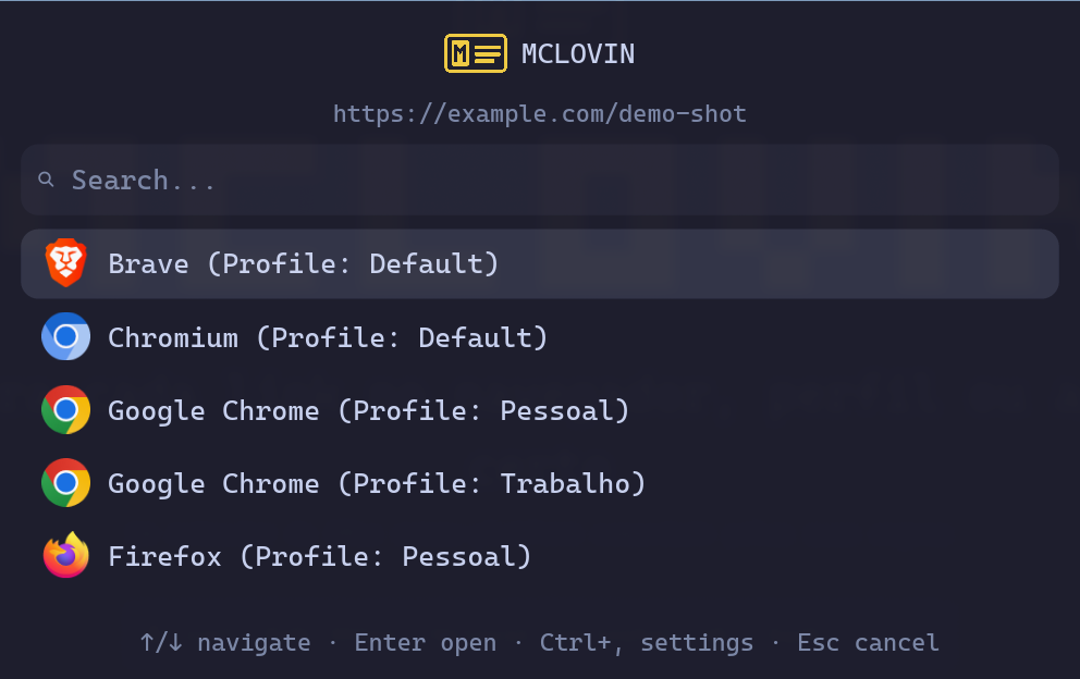 McLovin picker listing detected browsers