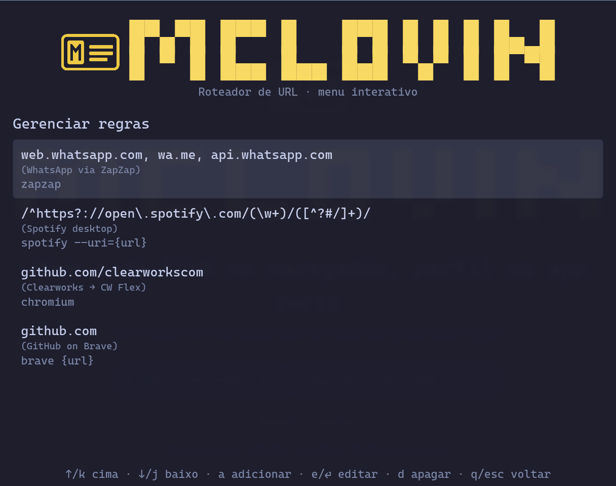 Lista de regras configuradas no McLovin