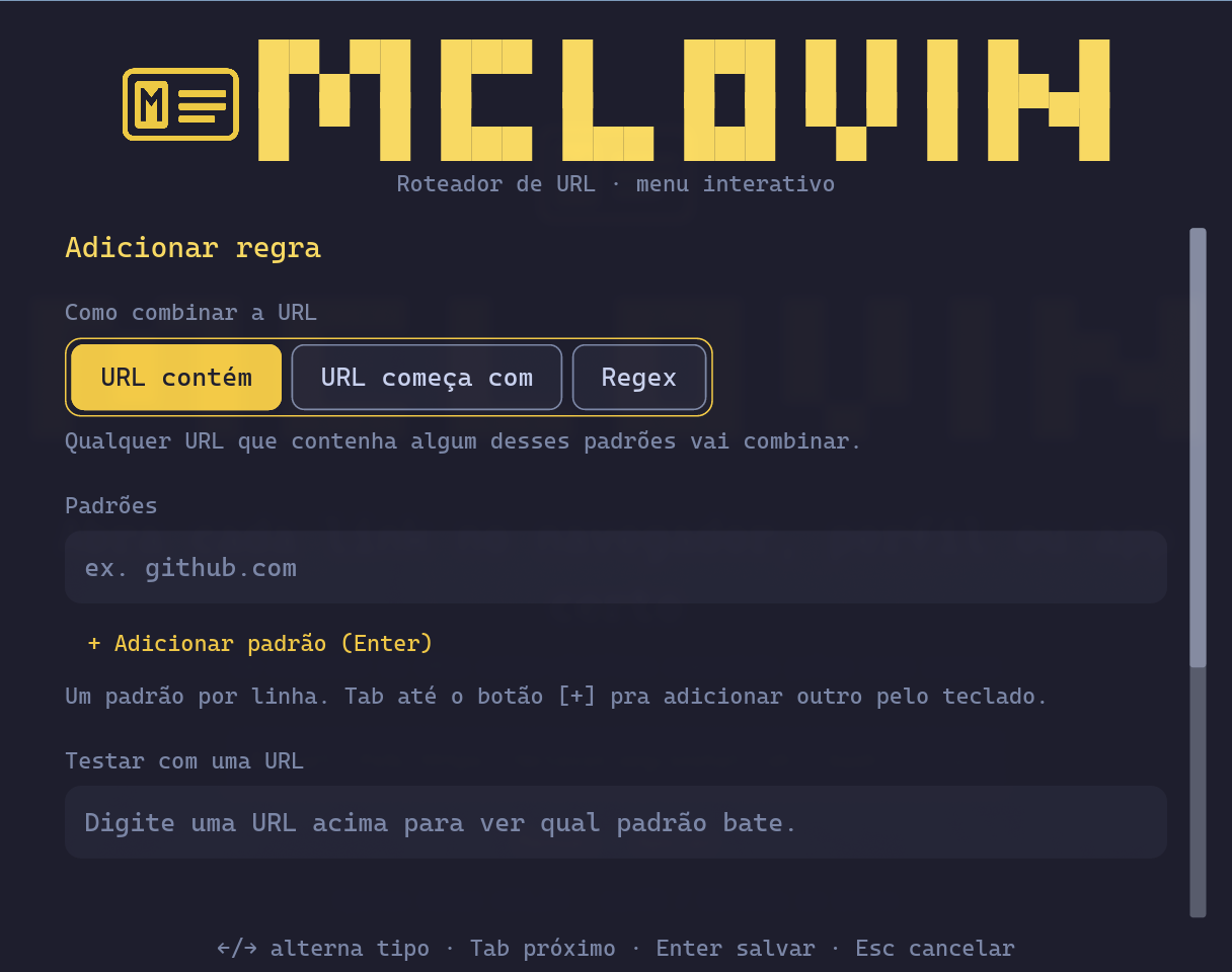 Formulário de regra