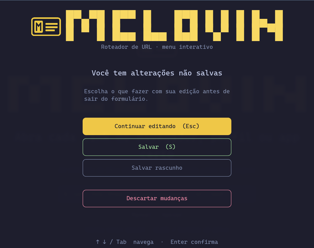 Modal de alterações